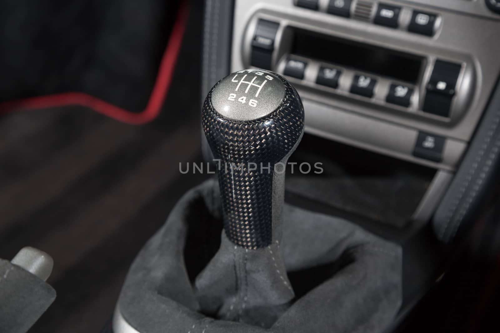 Close up of carbon fibre gear stick by camerarules