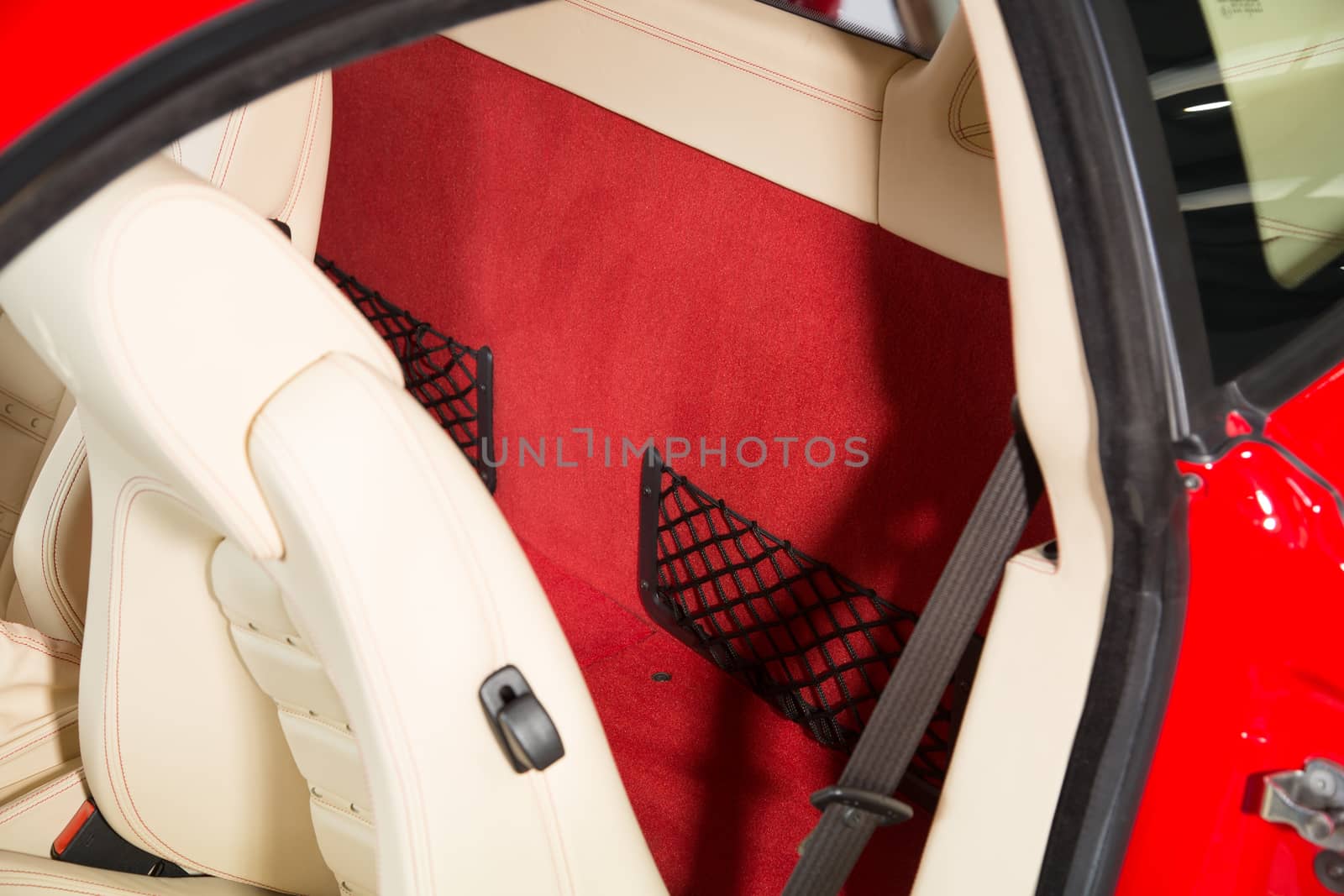 Net storage compartment in luxury modern classic car