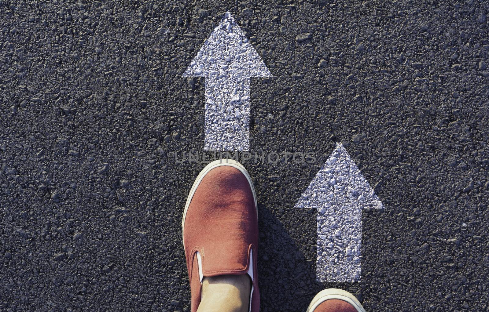 Shoes standing at the crossroad and get to decision which way to by kirisa99