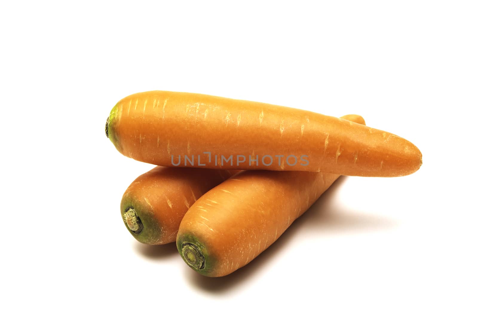 Fresh carrots isolated on white background. Close up of Carrots.