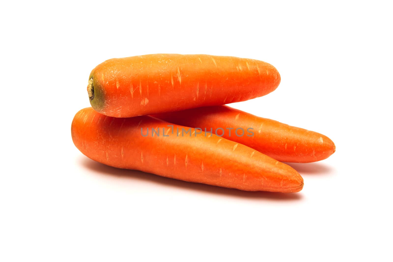 Fresh carrots isolated on white background. Close up of Carrots.