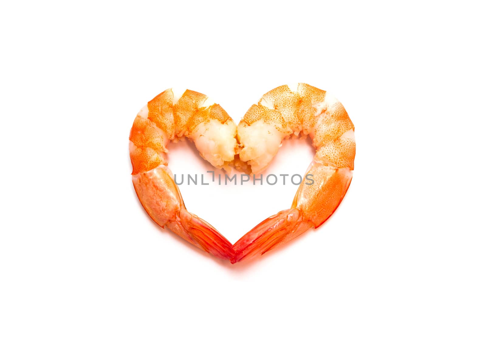 Cooked shrimp isolated on a white background. Food and object. 