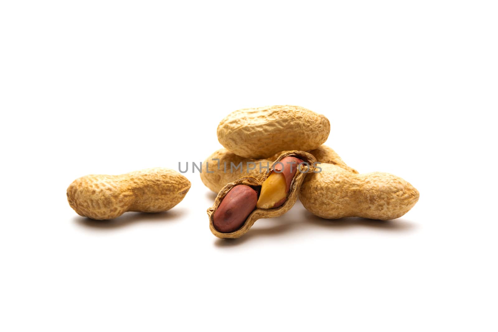 Peanut in a shell isolated on white background. Dried peanuts in by kirisa99