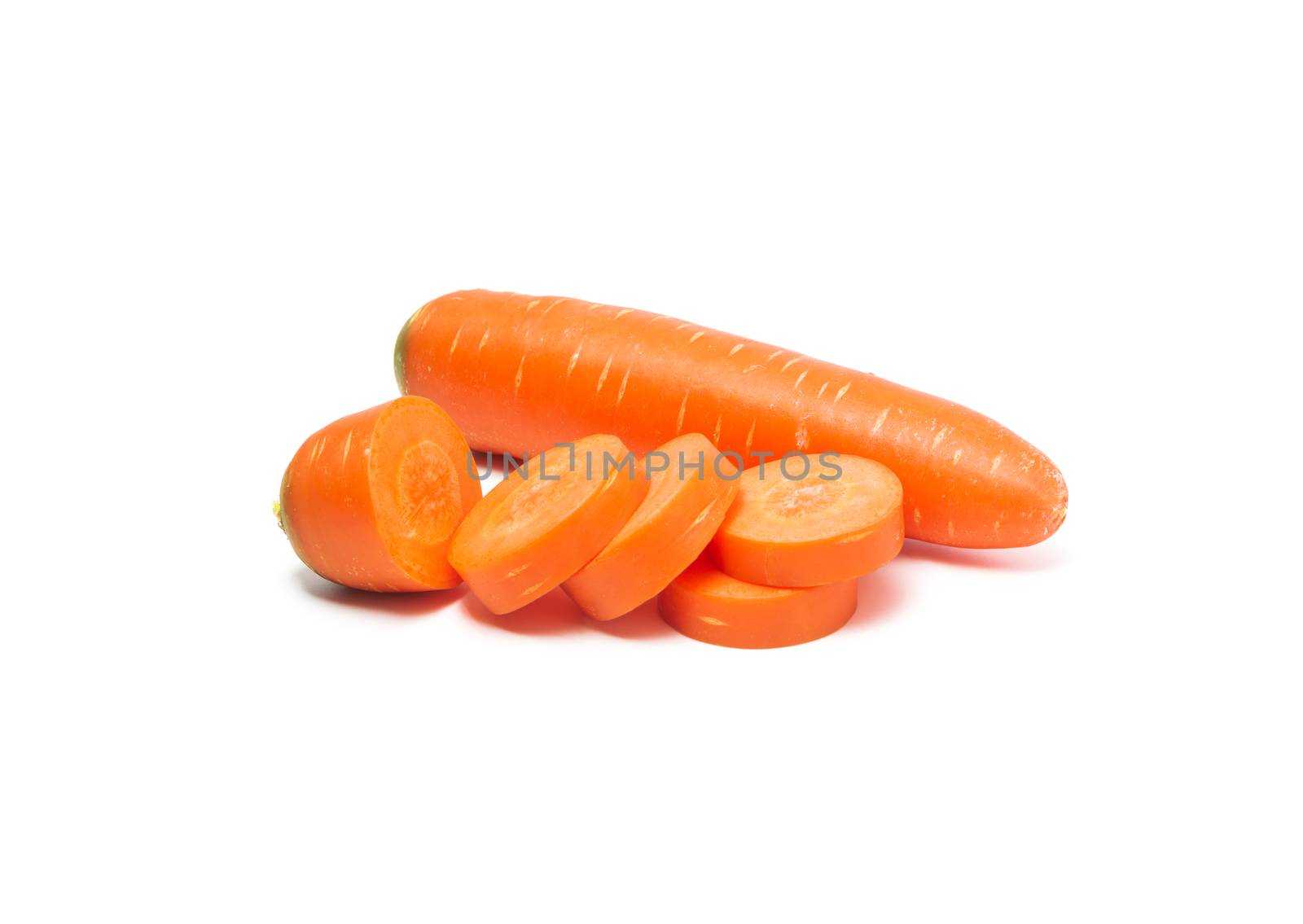 Fresh carrot and carrot slice isolated on white background. Clos by kirisa99