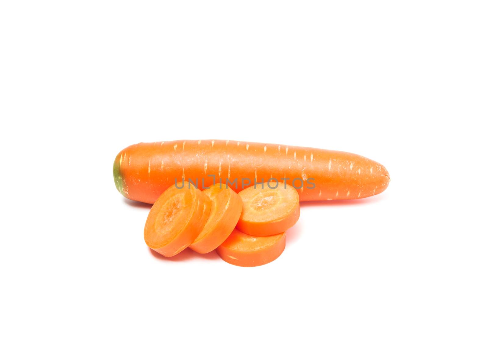 Fresh carrot and carrot slice isolated on white background. Clos by kirisa99