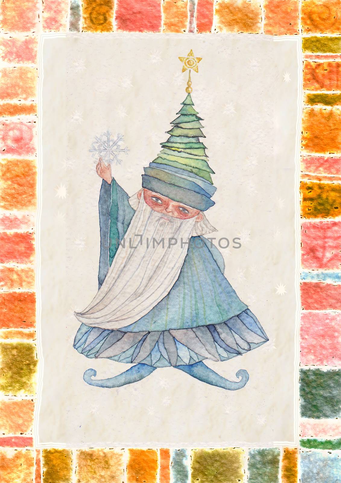 Watercolor illustration of Mr. Winter by vimasi