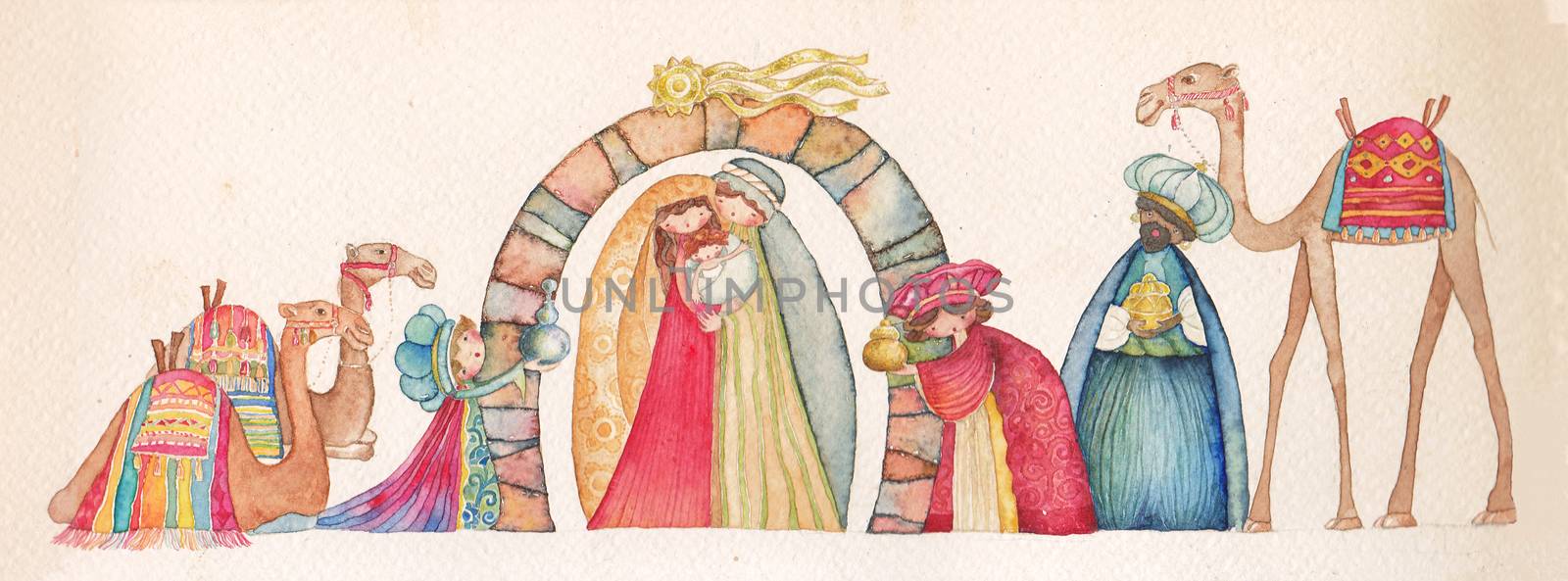 Christmas nativity scene: Jesus Christ , Joseph, Mary by vimasi