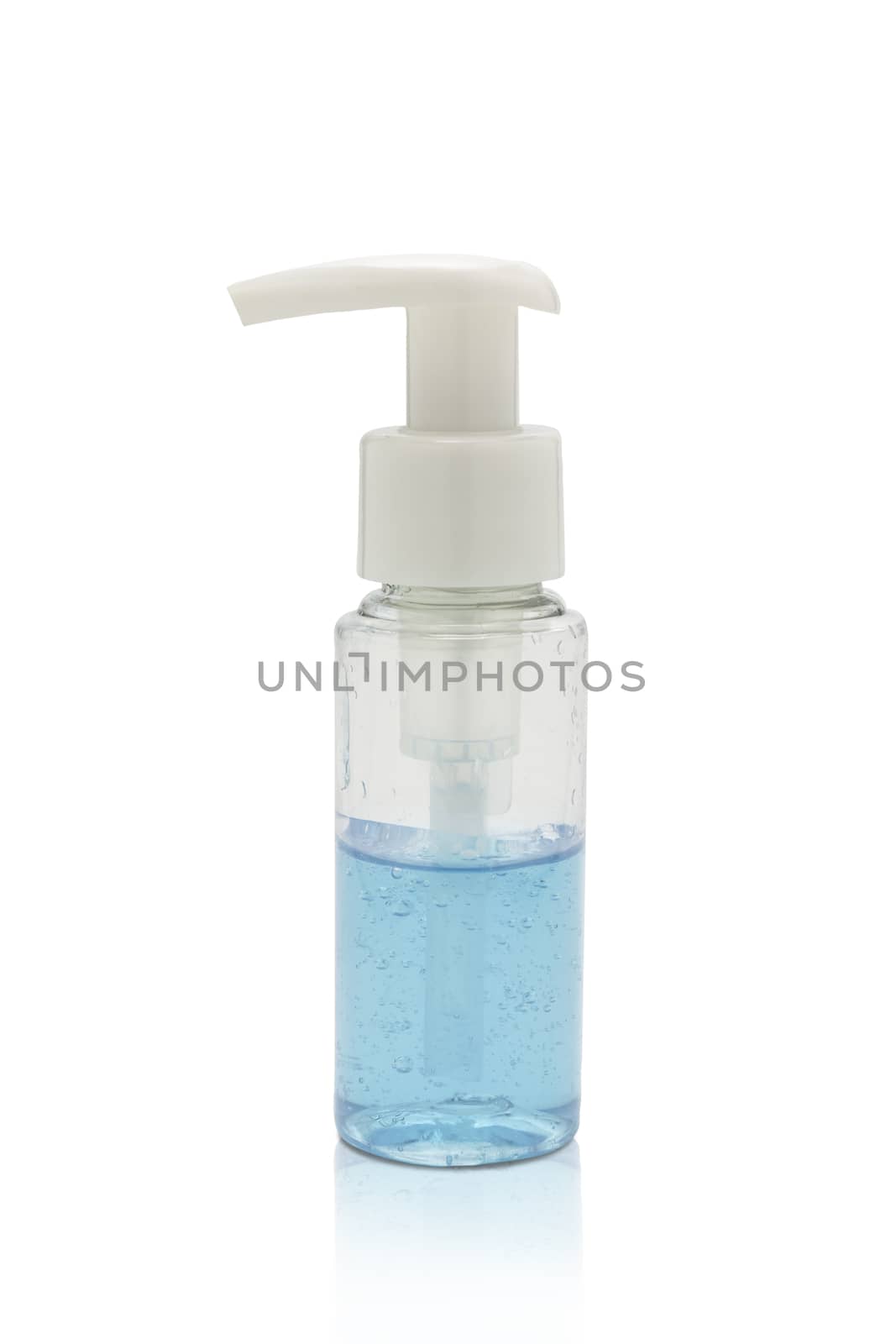 An alcohol gel for washing hands. Hands gel for cleaning protect corona virus and germs with clipping path.