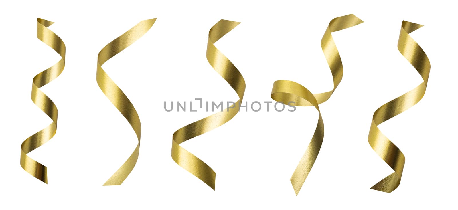 A golden ribbons isolated on a white background with clipping path.