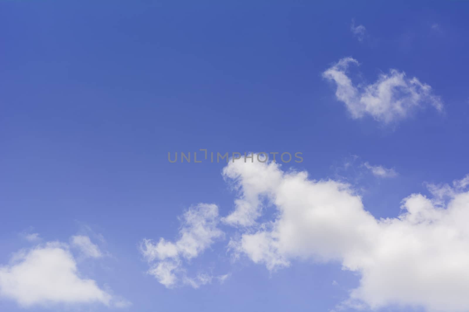 Blue sky with cloud and copy space. Clear weather background.