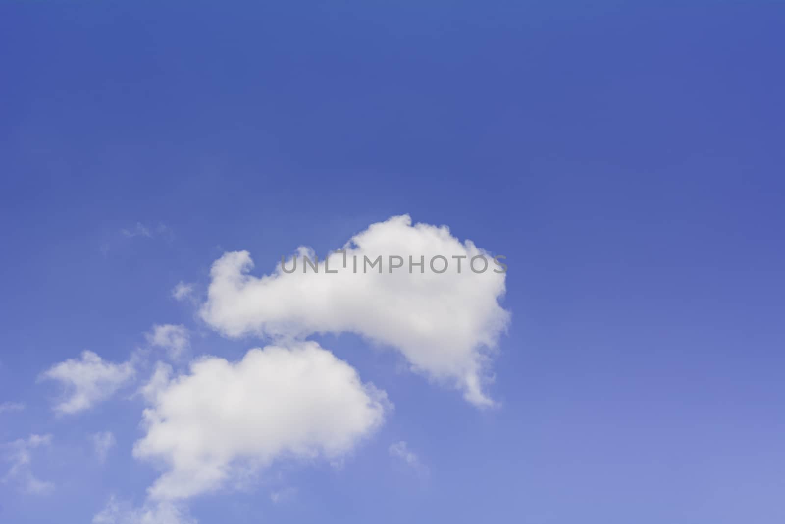 Blue sky with cloud and copy space. Clear weather background.