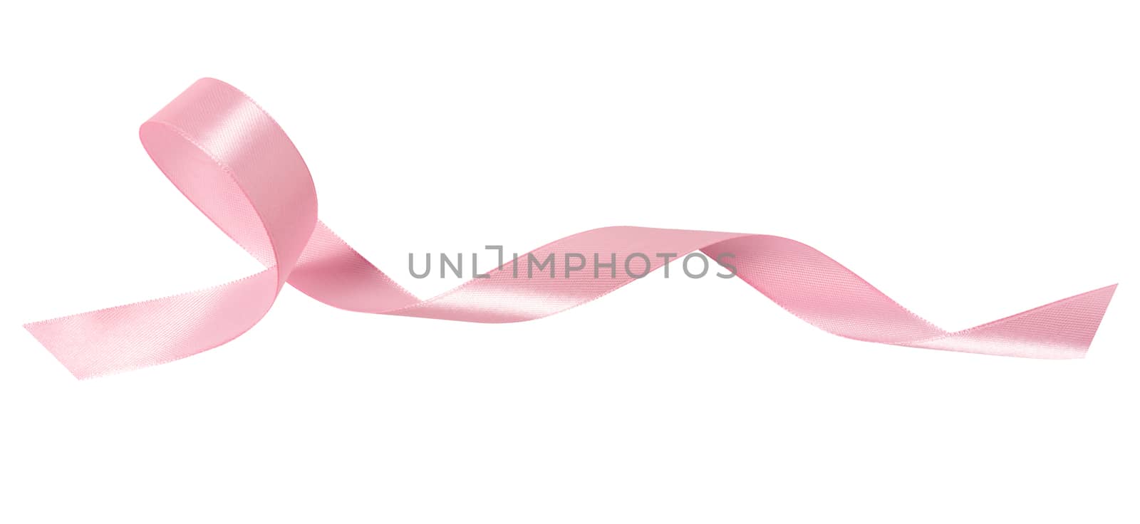 A pink ribbon isolated on a white background with clipping path.