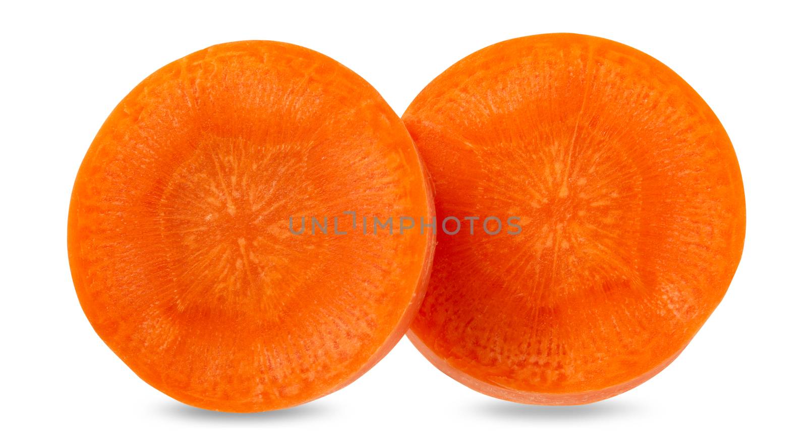 Fresh carrots isolated on white background. Close up of carrots with clipping path.