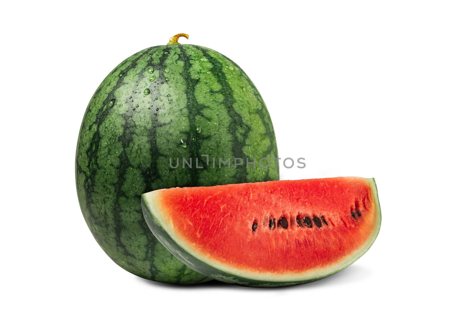 Watermelon with sliced of fresh watermelon isolated on a white b by kirisa99