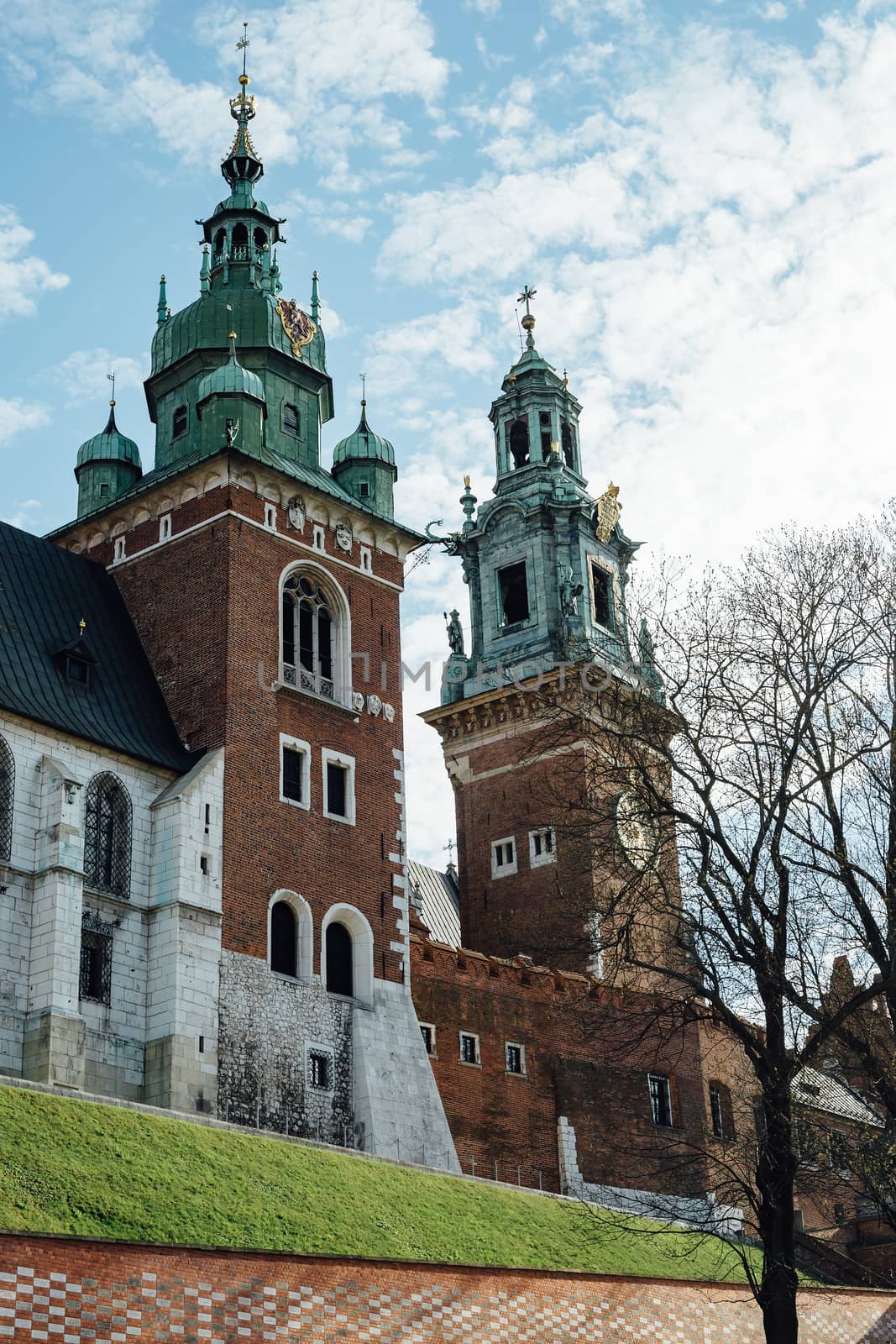 The Wawel cathedral, located in the Wawel castle in Krakow's old town.