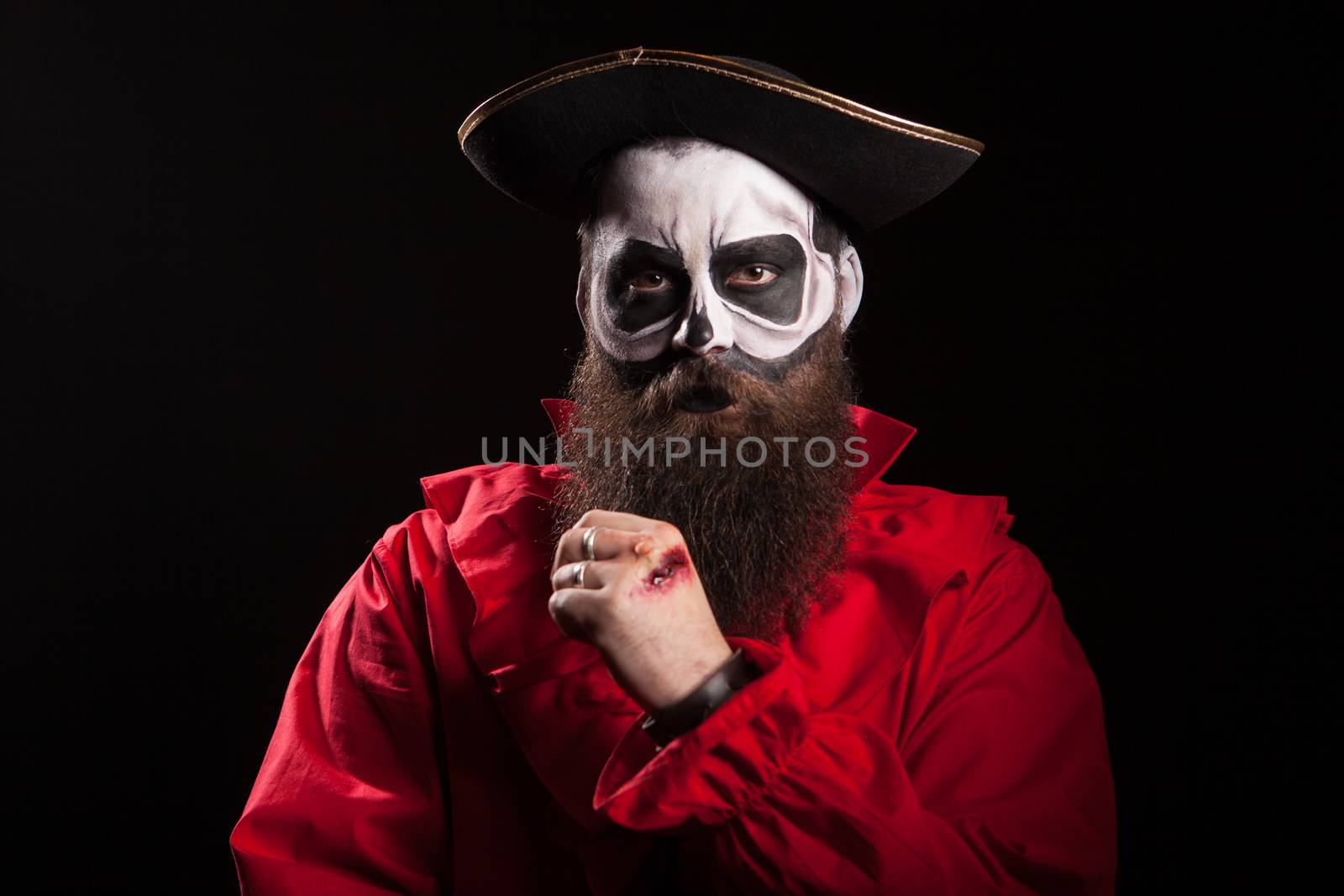 Bearded pirate with long beard wearing a hat by DCStudio