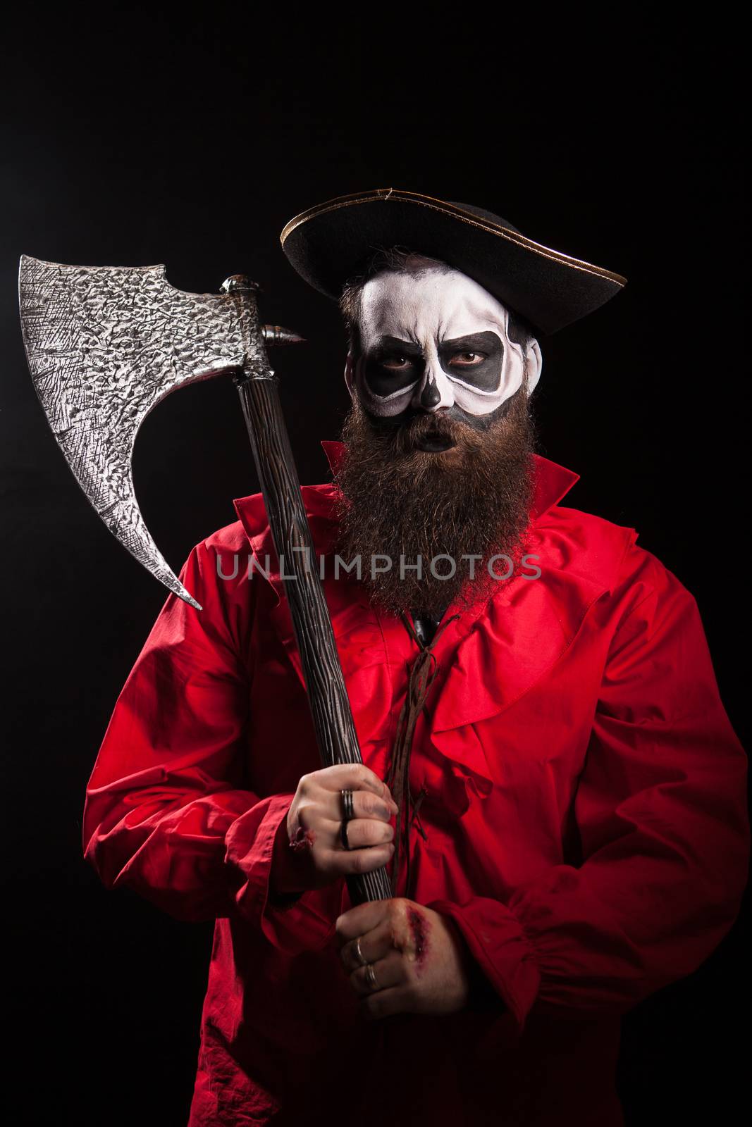 Bearded crazy pirate with his axe by DCStudio