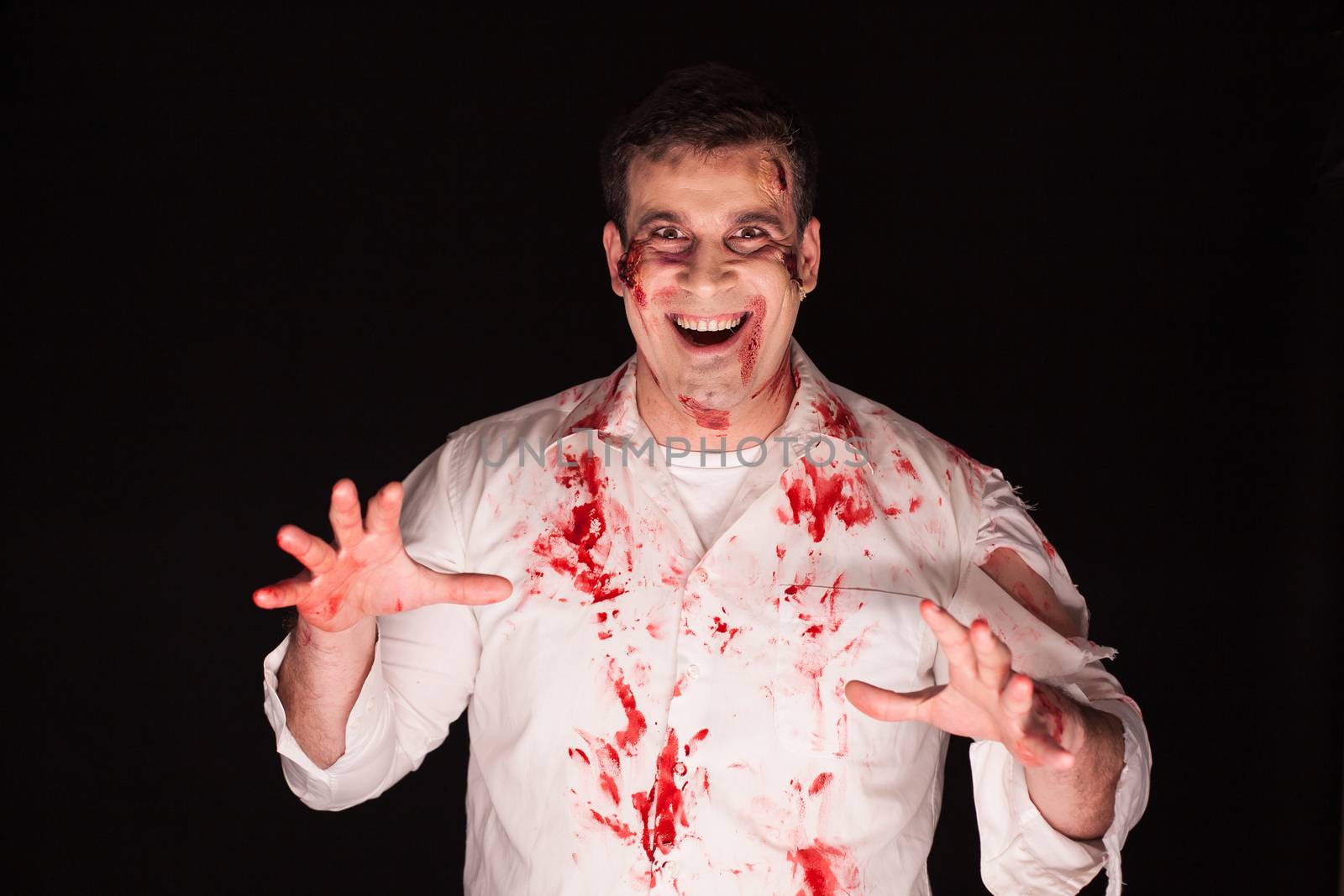 Violent and spooky man with blood on his body by DCStudio