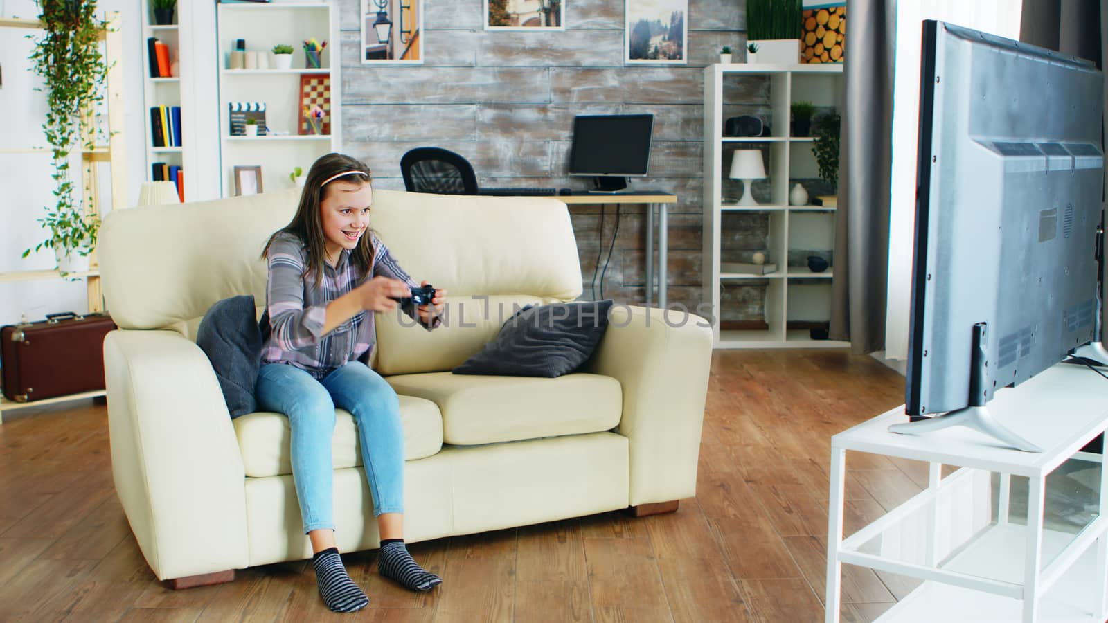 Bad behavior of little daughter after her mother took her controller for video games.