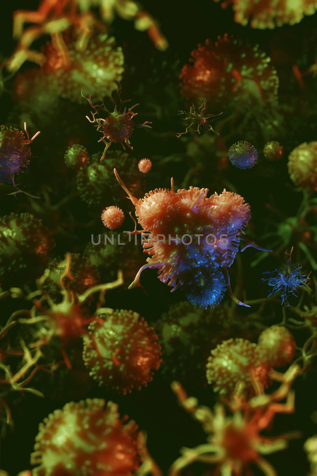 Molecular level representation of virus, bacteria or disease by DCStudio