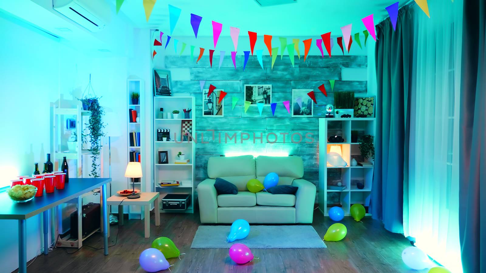 Room with nobody in it decorate for the party by DCStudio
