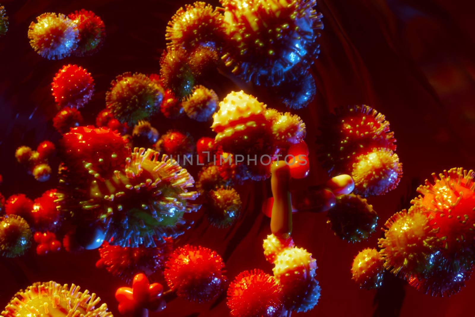 Bacteria, virus or other pathogen cell in blood stream by DCStudio