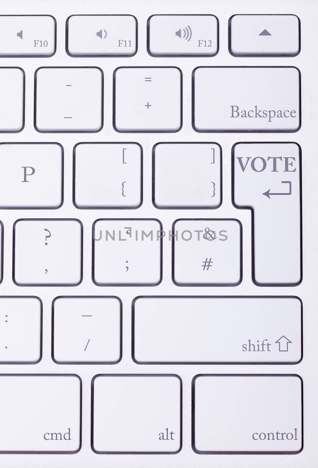 VOTE word written on high end aluminium keyboard by DCStudio