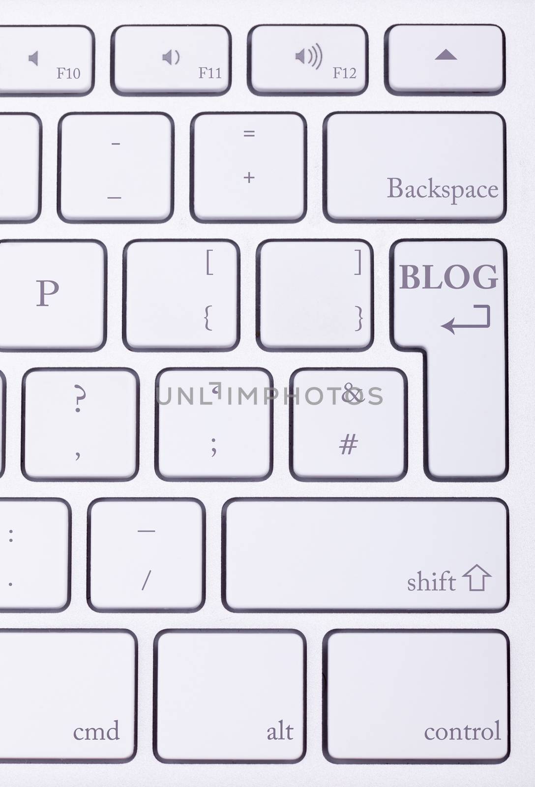 Blog word written on standard keyboard. Blogging and writing