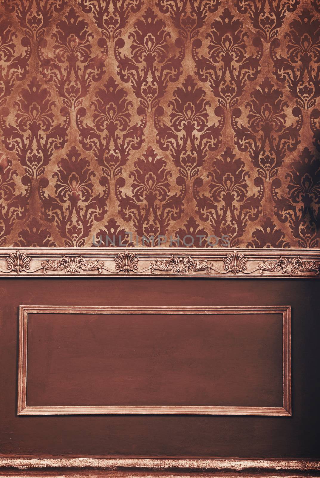 Rich interior retro room with vintage patterns by DCStudio