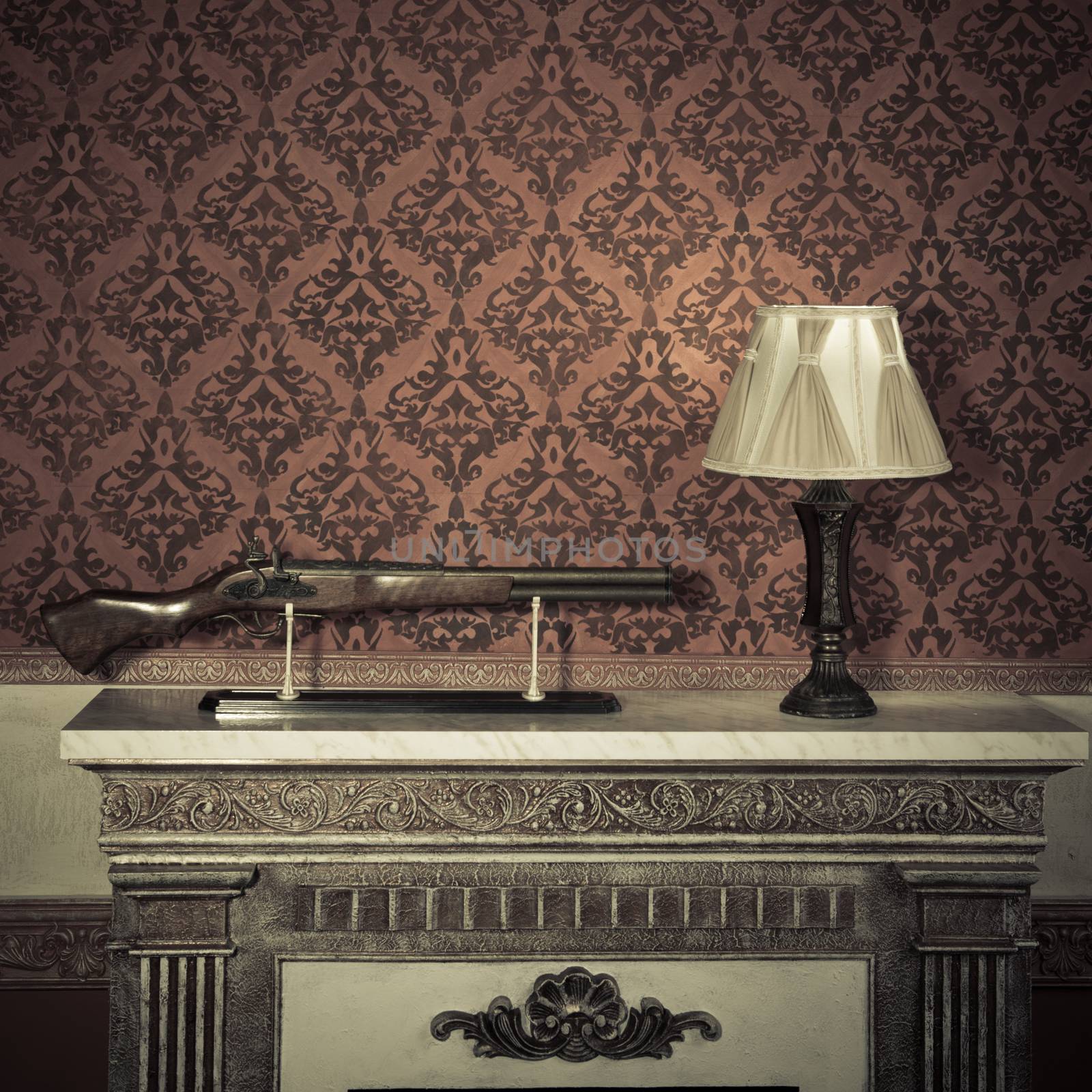 Vintage room interior toned image studio shooting