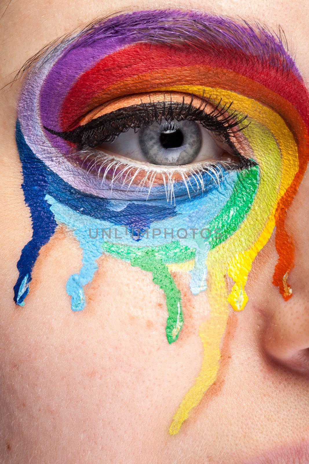 Close up eye with washed colors by DCStudio