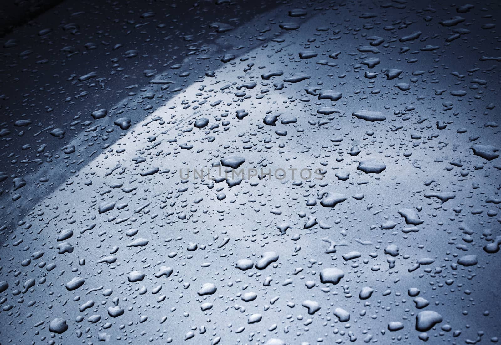 raindrops on a metallic paint sheet by Ahojdoma