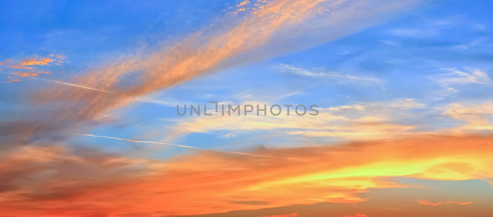 Beautiful high resolution panorama of orange and red sunset clou by MP_foto71