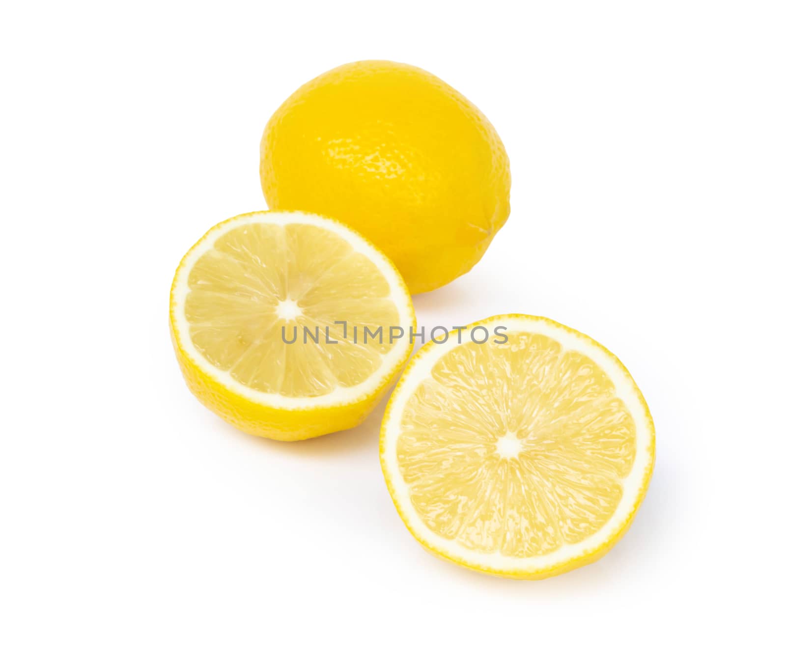 Closeup fresh lemon fruit slice on white background, food and he by pt.pongsak@gmail.com