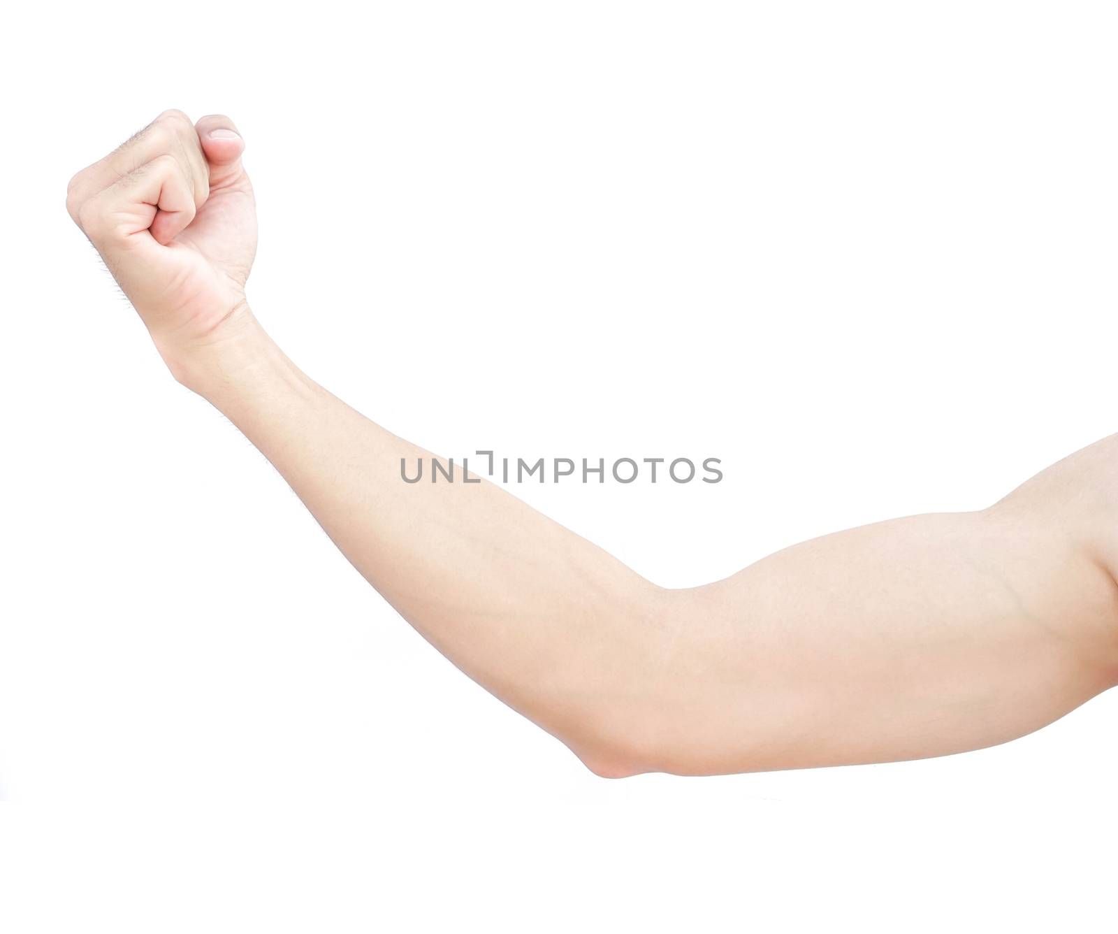 Man arm with blood veins on white background, health care and medical concept