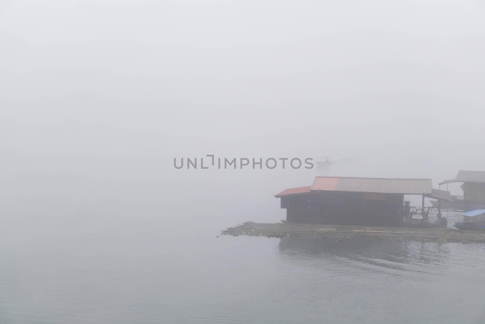 Floating house on the river with clouds in the morning, relax ti by pt.pongsak@gmail.com