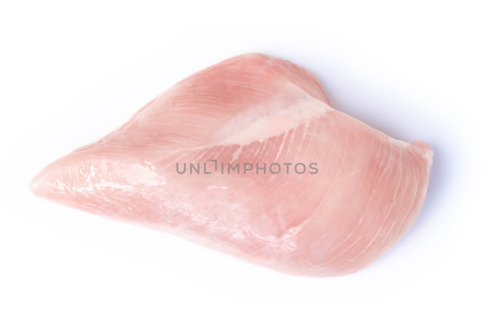 Top view, Raw chicken breast isolated on white background, ingredient for make cooking