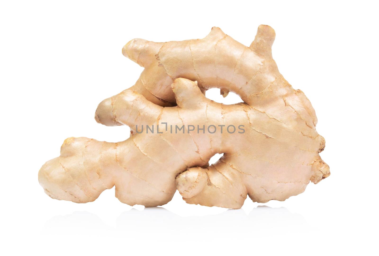 Fresh ginger root with sliced on white background for herb and m by pt.pongsak@gmail.com