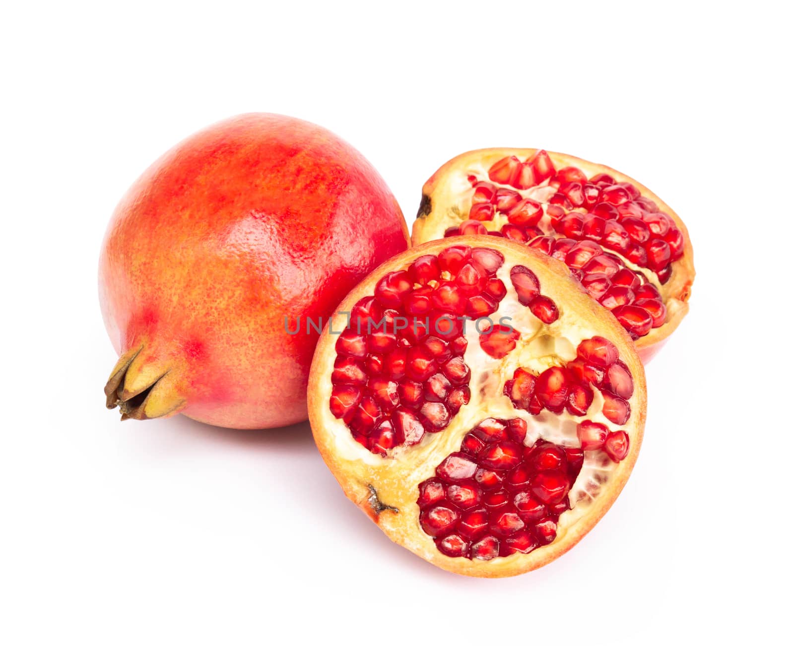 Fresh pomegranate fruit isolate on white background, healthy food concept