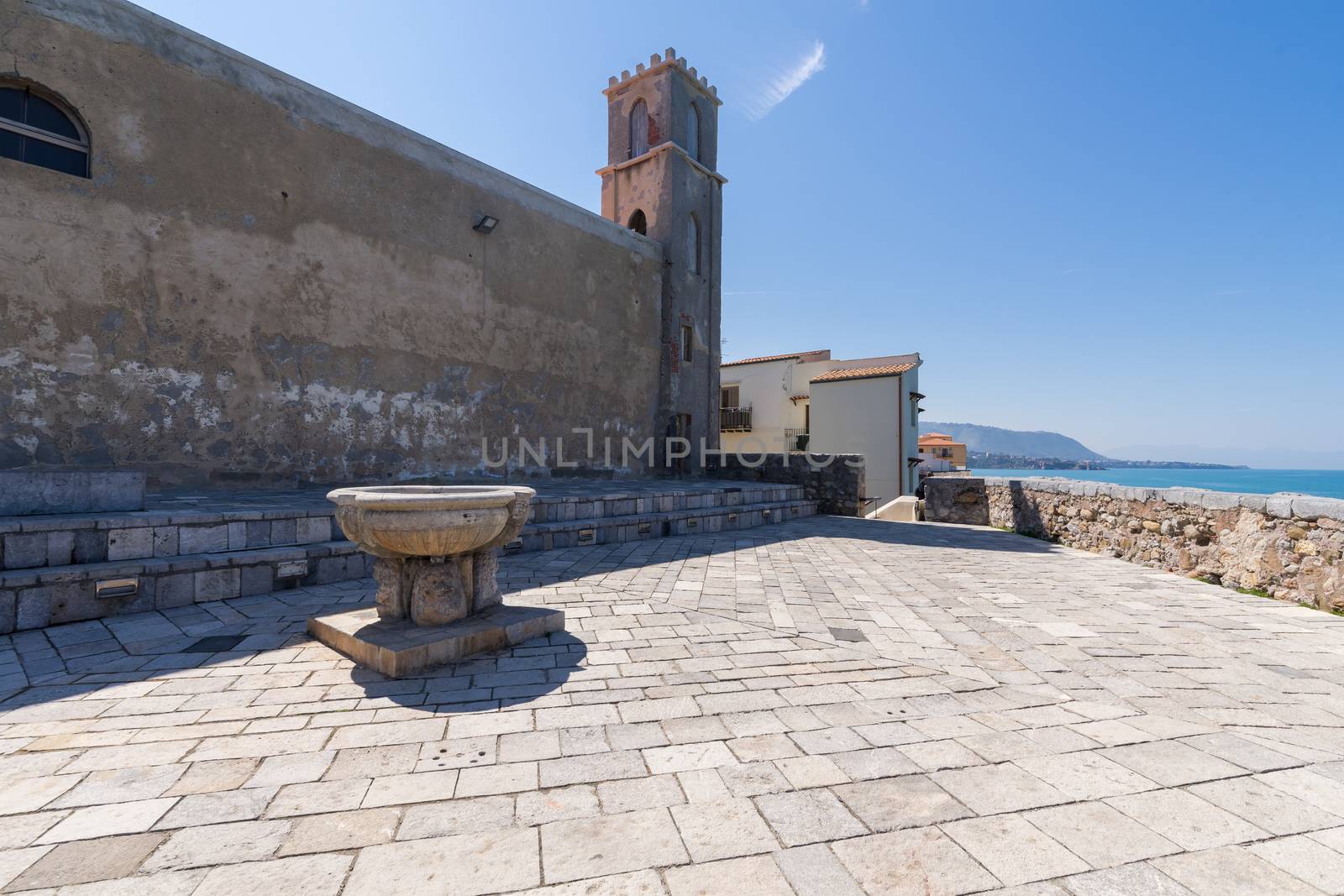 Bastione di Capo Marchiafava bastion lookout point in Cefalu empty on a sunny day in spring season, Sicily, Italy. by tamas_gabor