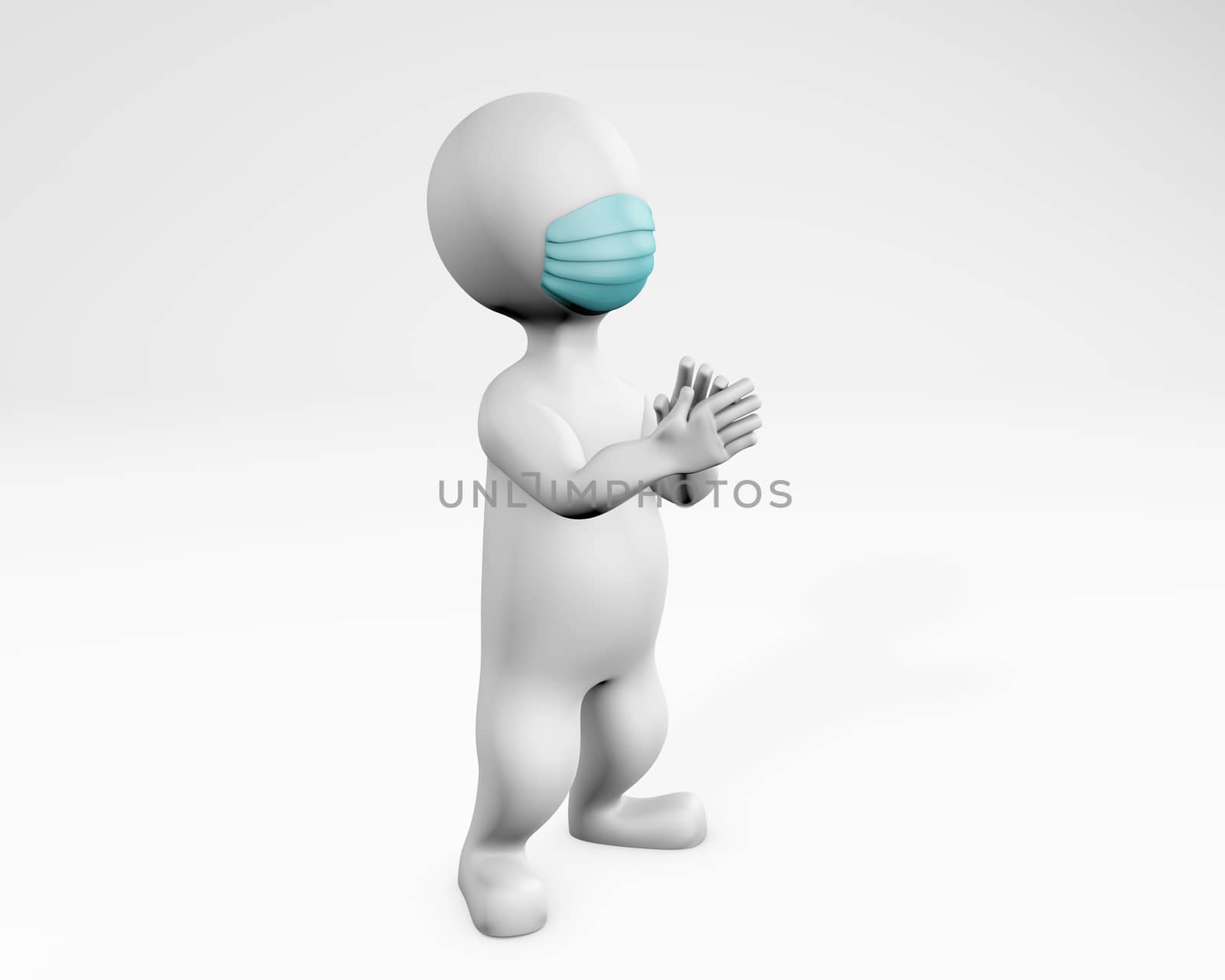 Fatty man with a mask applauding 3d rendering by F1b0nacci