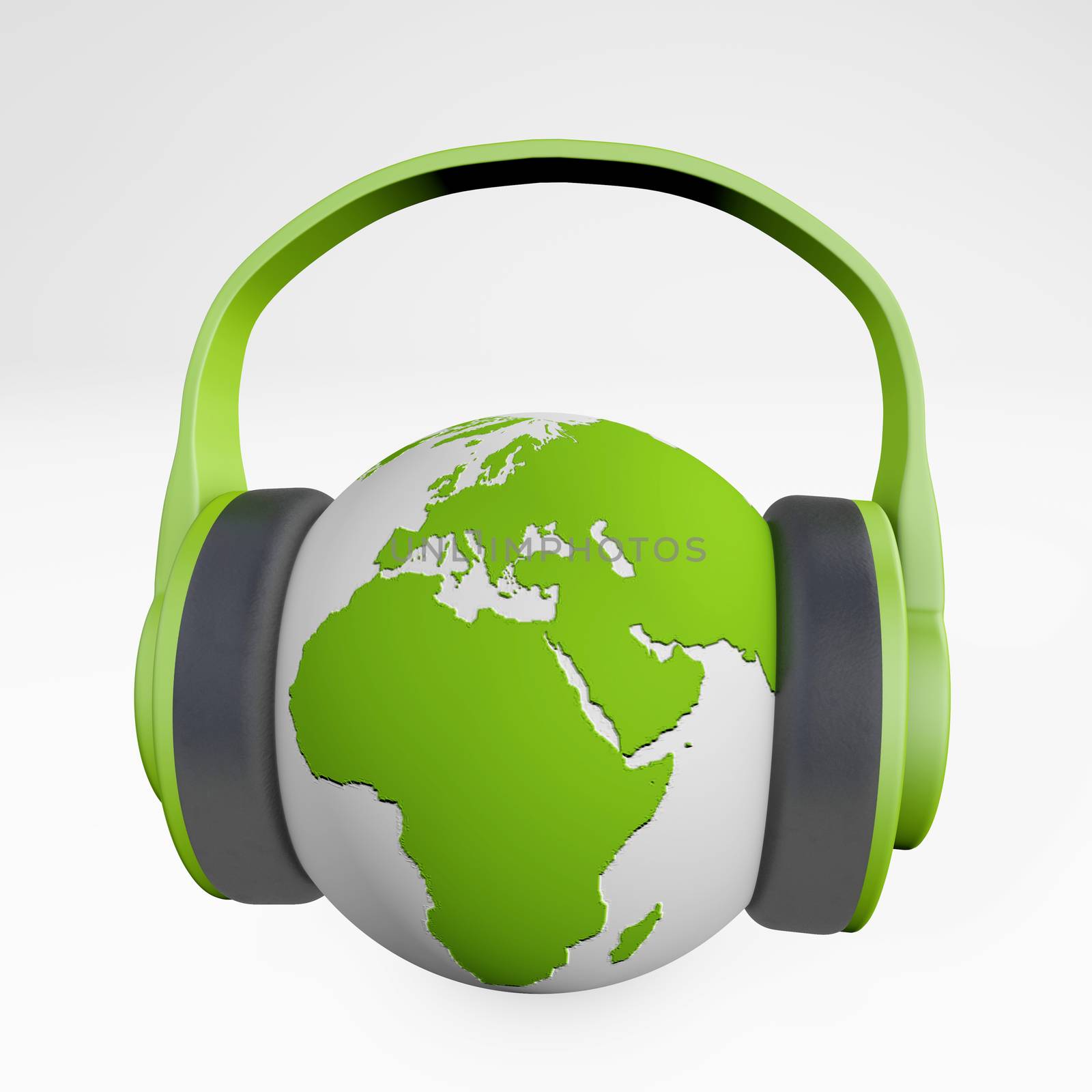 Earth listening to music 3d rendering  by F1b0nacci
