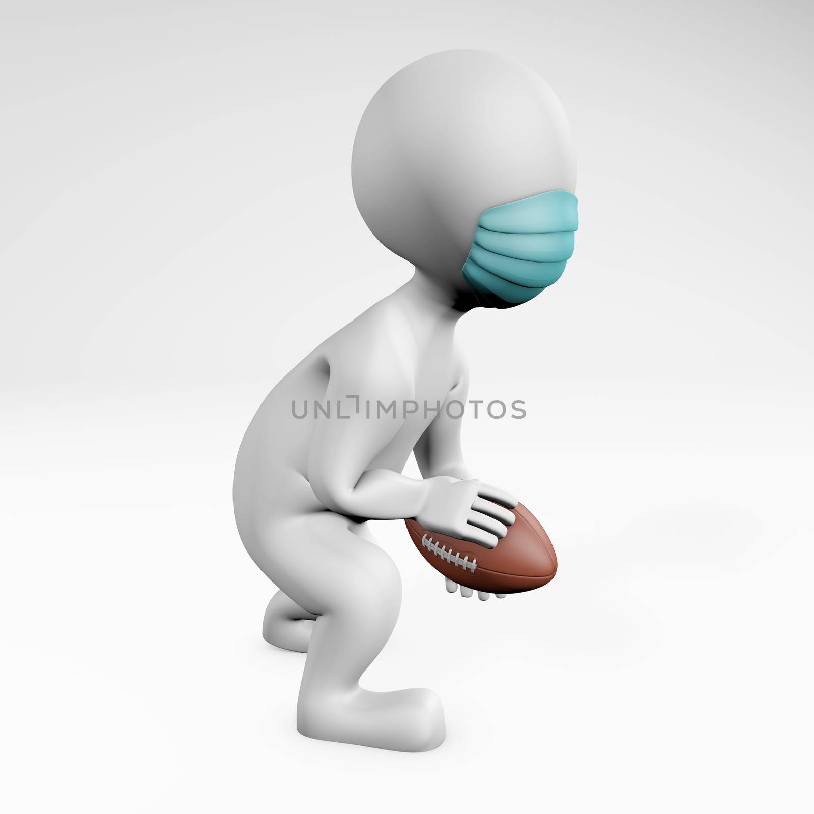 Fatty man with a mask ready to play american football 3d renderi by F1b0nacci