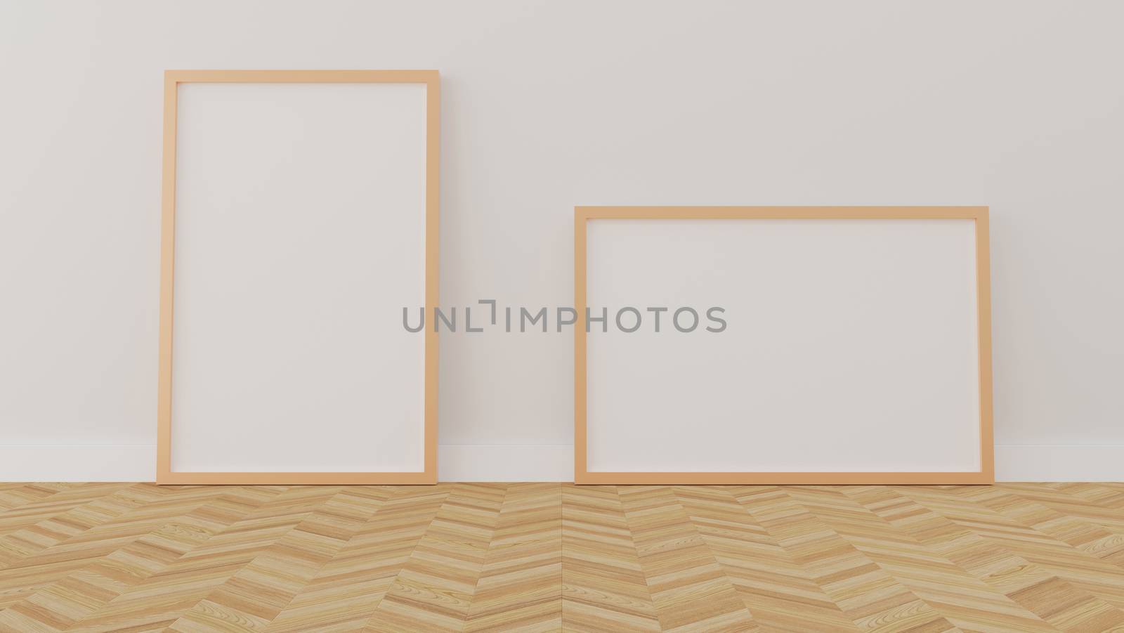 A blank picture and poster frames on the wall by ijeab