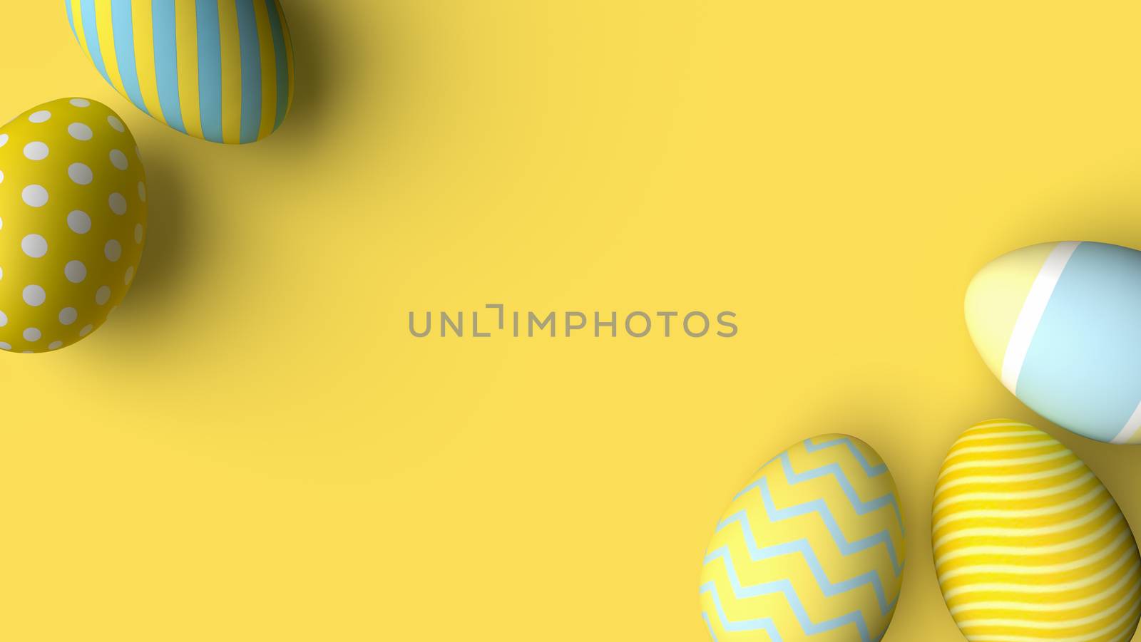Easter eggs painted in yellow tone colors on a yellow background by ijeab
