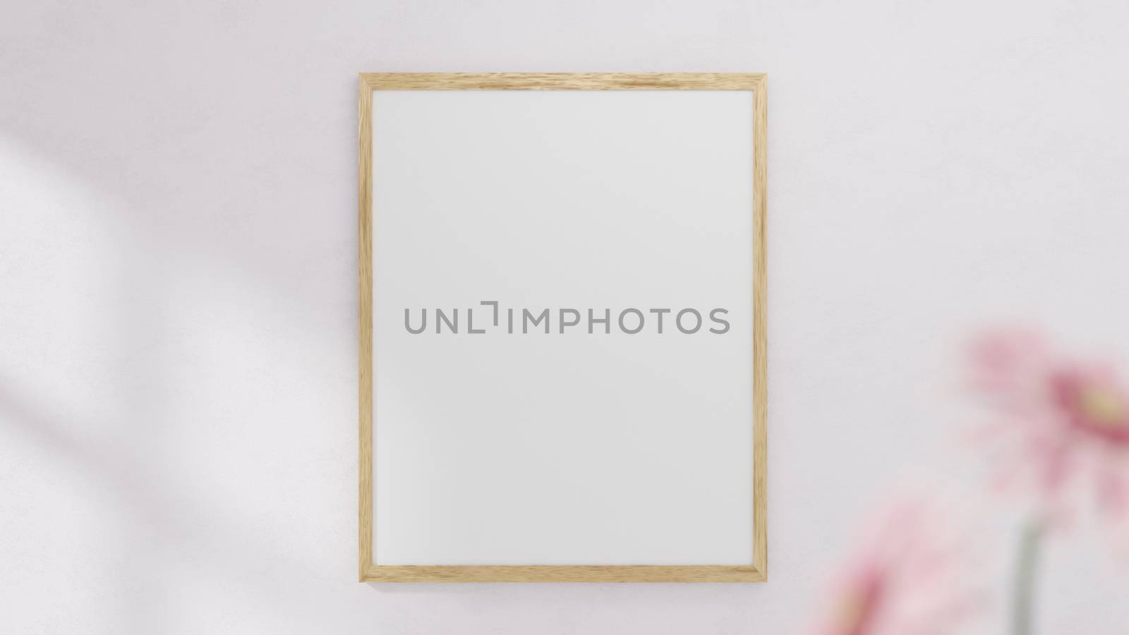 A blank picture and poster frame set on a shelf on the wall. by ijeab
