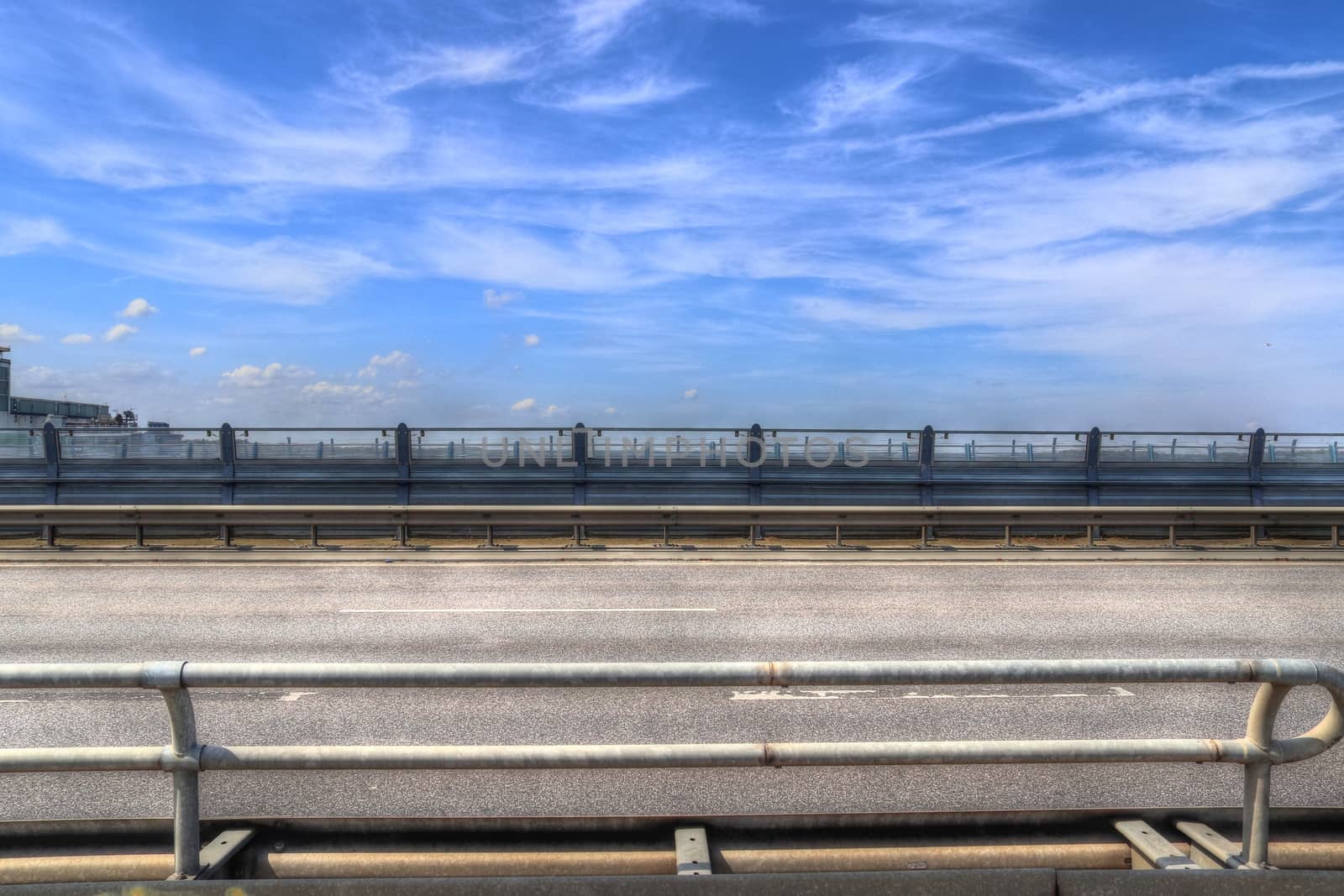 Different views at and from the big Kiel canal bridge in northern germany.