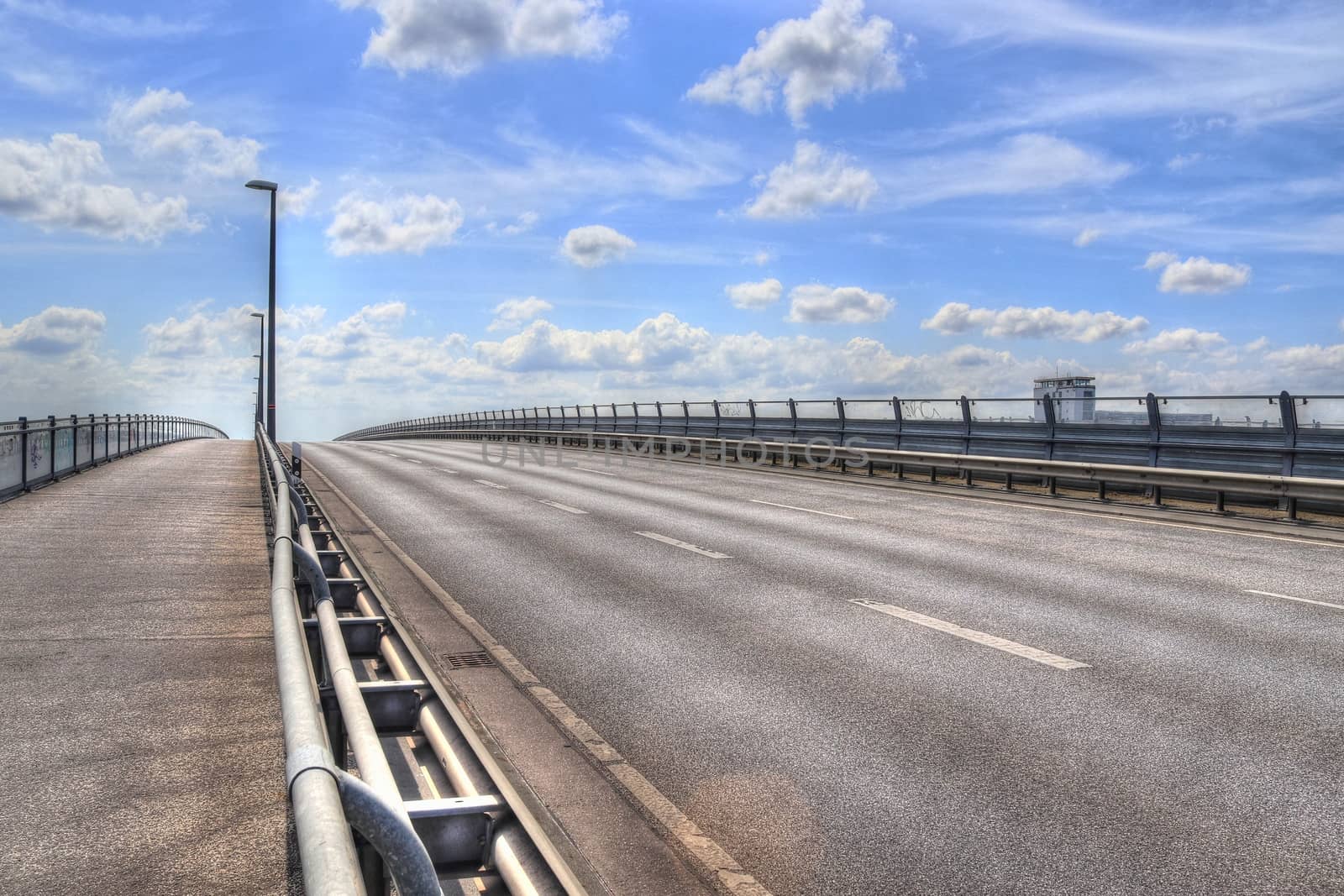 Different views at and from the big Kiel canal bridge in northern germany.