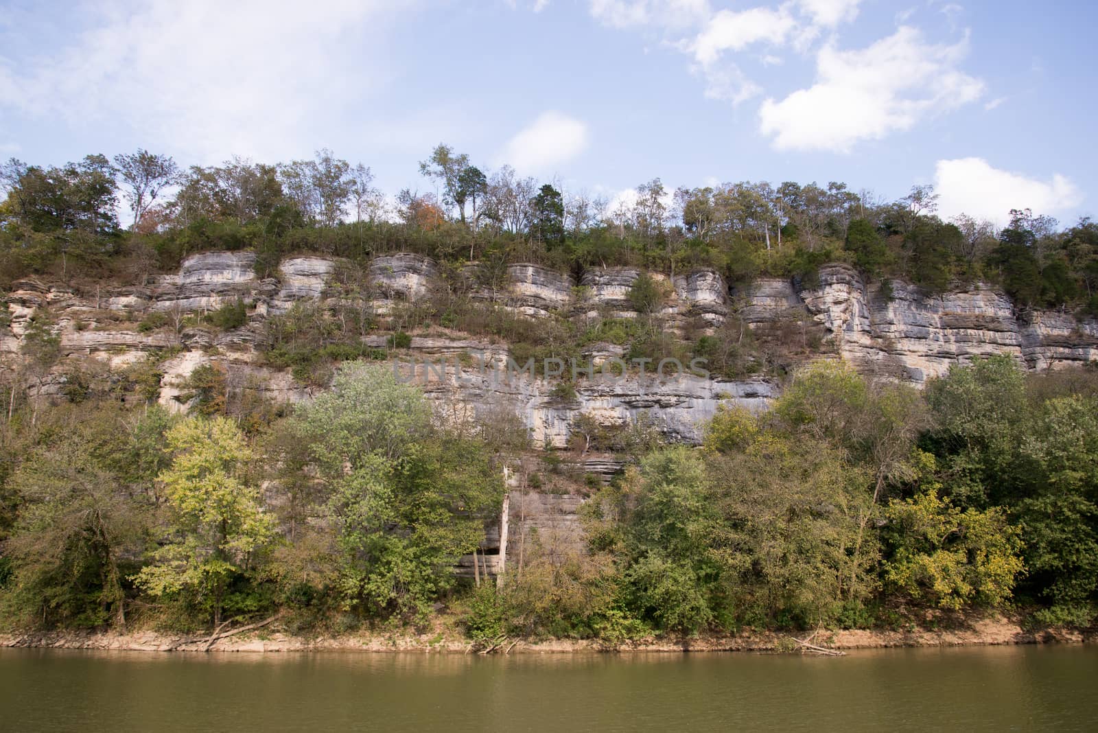 Part of the limestone cliffs along the Kentucky River that make up the Kentucky River palisades.