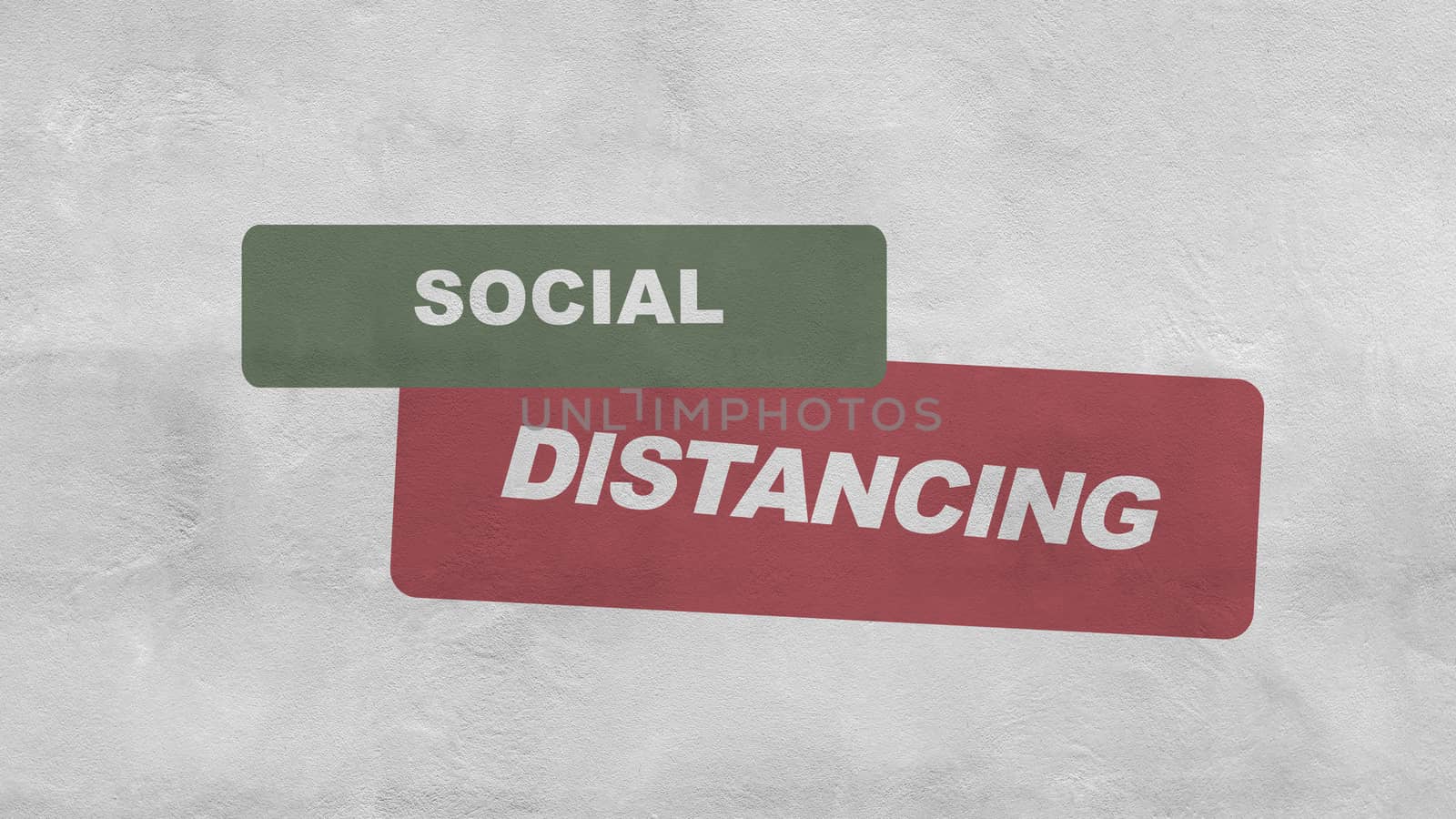 "SOCIAL DISTANCING" Paint text on the cement wall